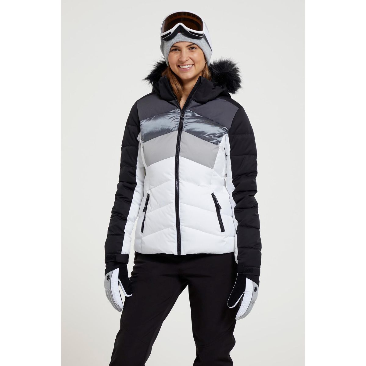 Gesteppte Cascade Color-Block Skijacke