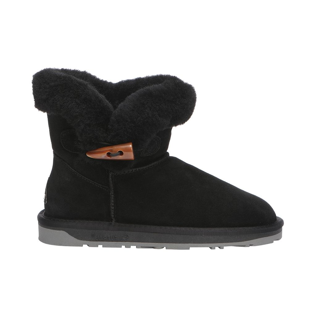 Mini-Stiefel mit Schafsfell und Hornknebel