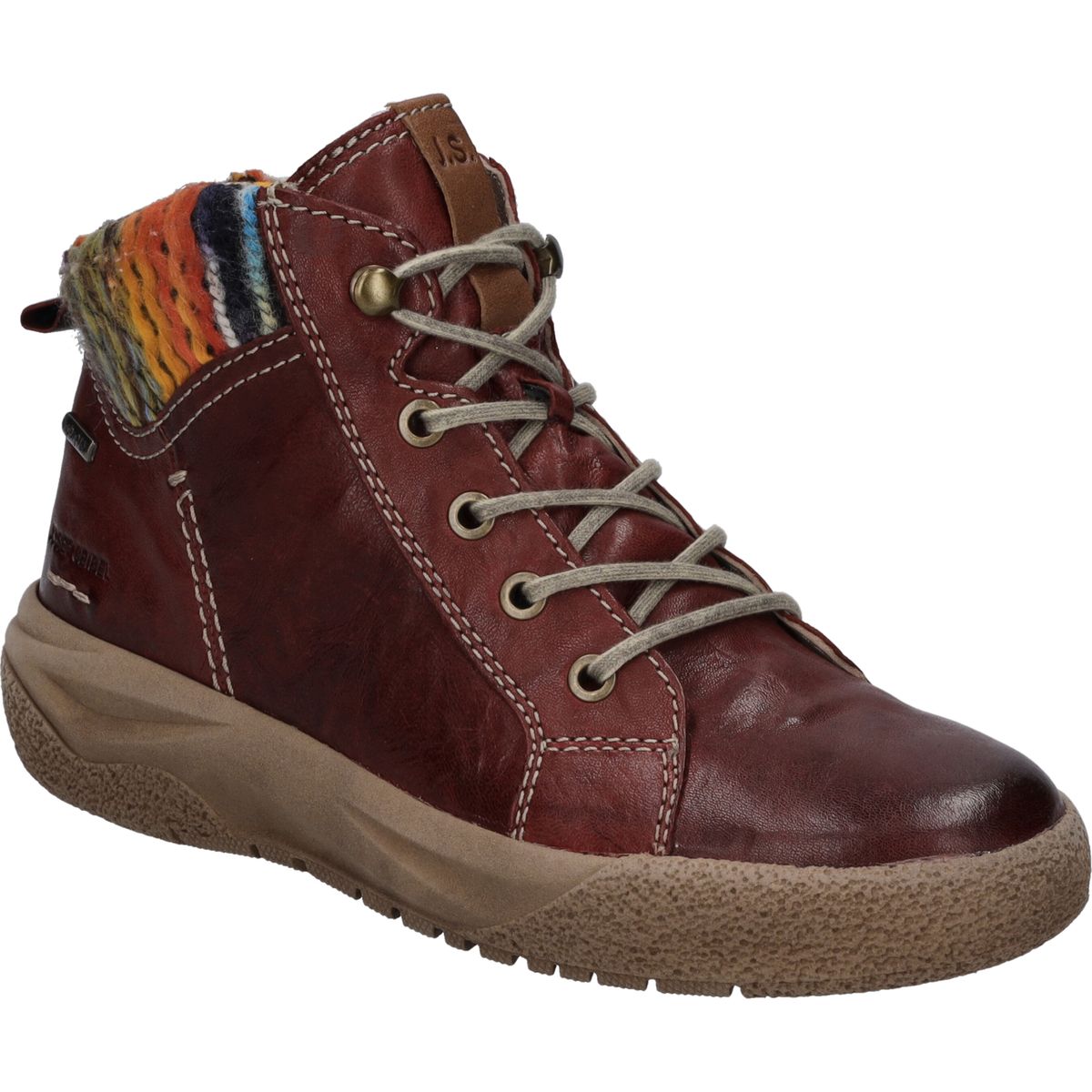 Gemütliche Leder-Schnürstiefeletten mit Strickkragen