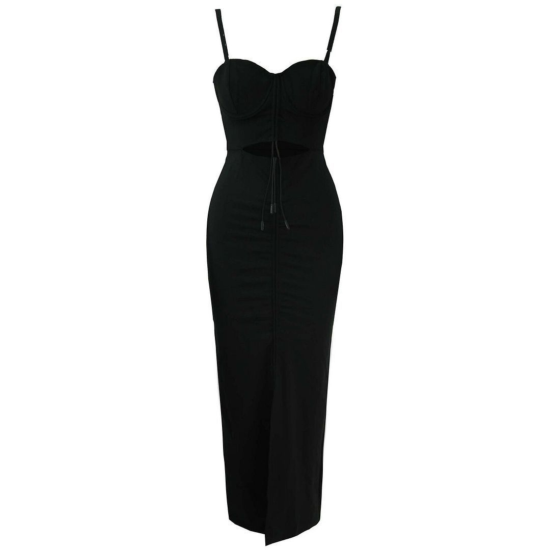 Korsett-Maxikleid mit Raffung und Ausschnitt