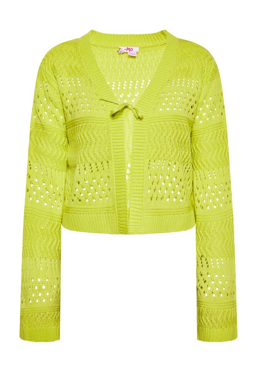 Kurzer Häkel-Cardigan mit Bindeband