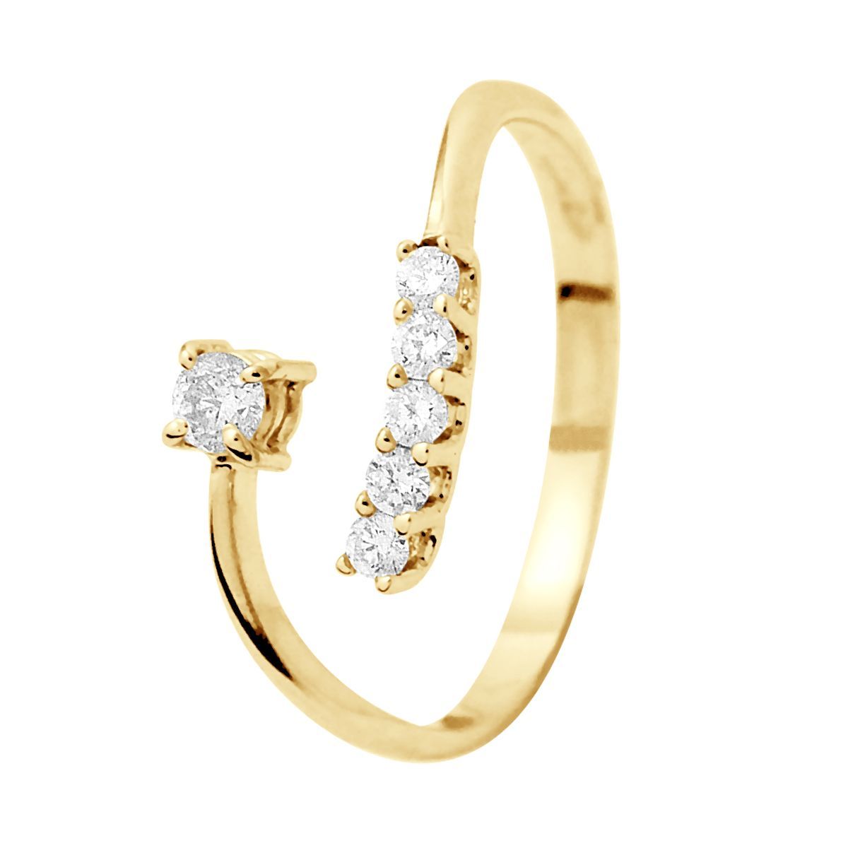 Offener Bypass-Goldring mit Diamanten