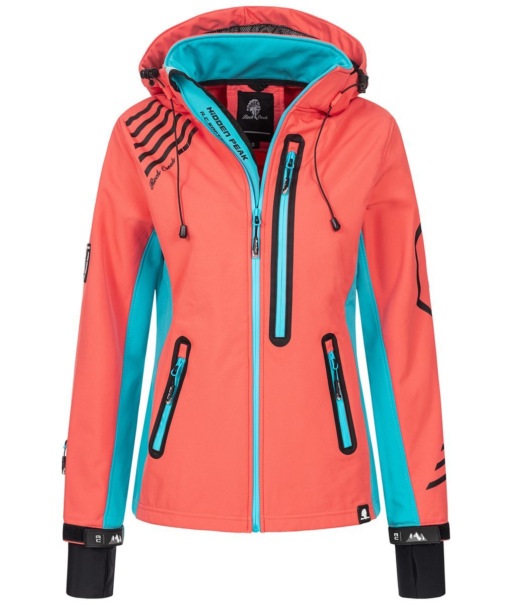 Softshelljacke mit Kapuze und Kontrastdetails