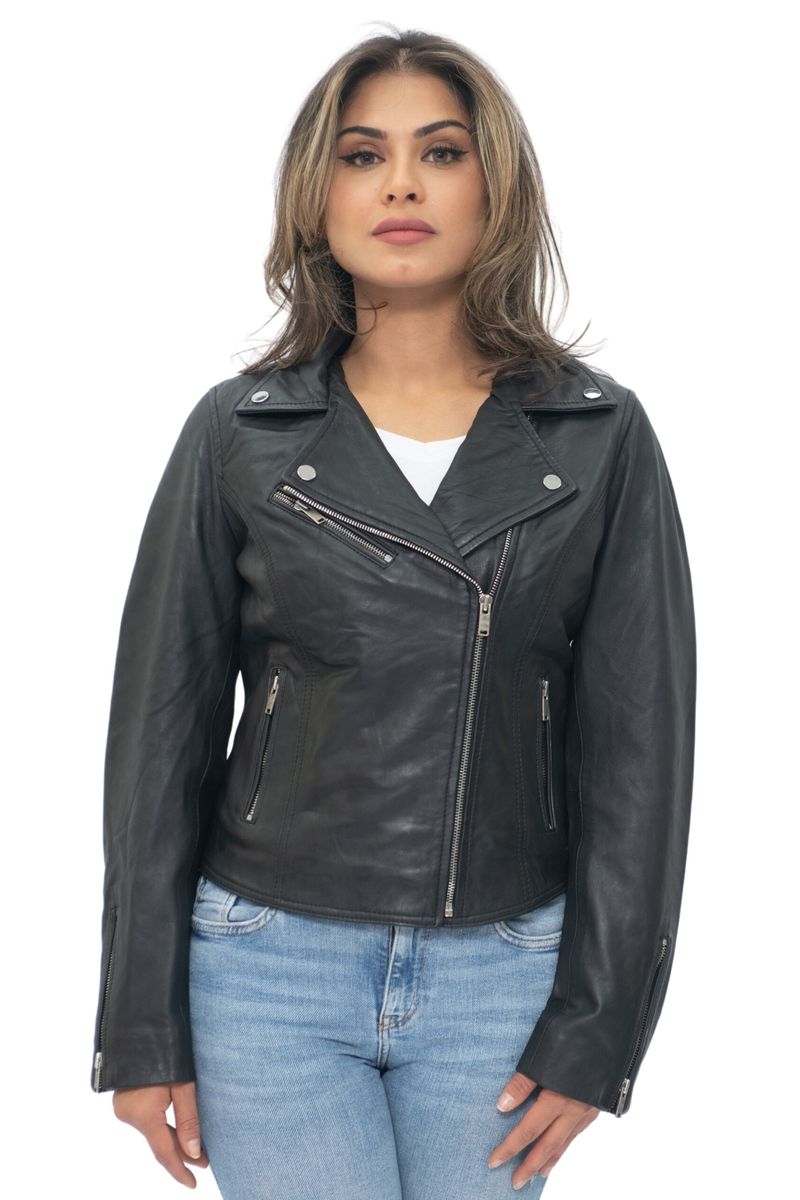 Klassische Brando Biker Lederjacke