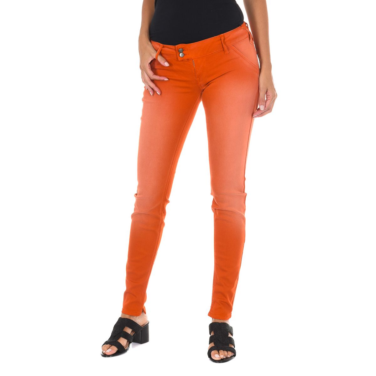 Schmale Baumwollhose mit niedriger Taille