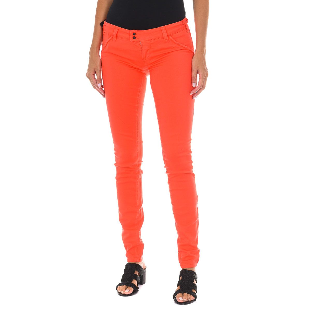 Schmale Baumwollhose mit niedriger Taille