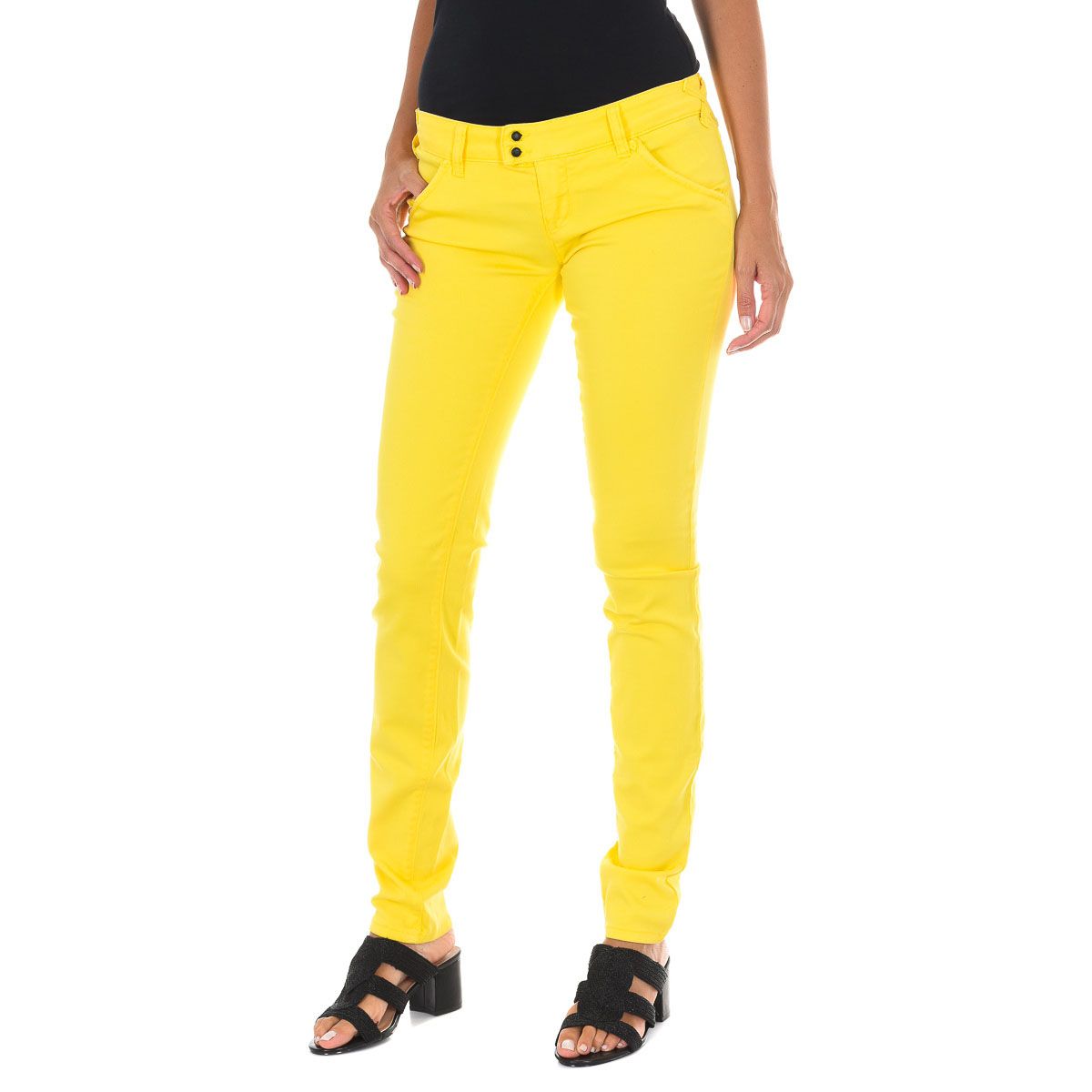 Schmale Baumwollhose mit niedriger Taille