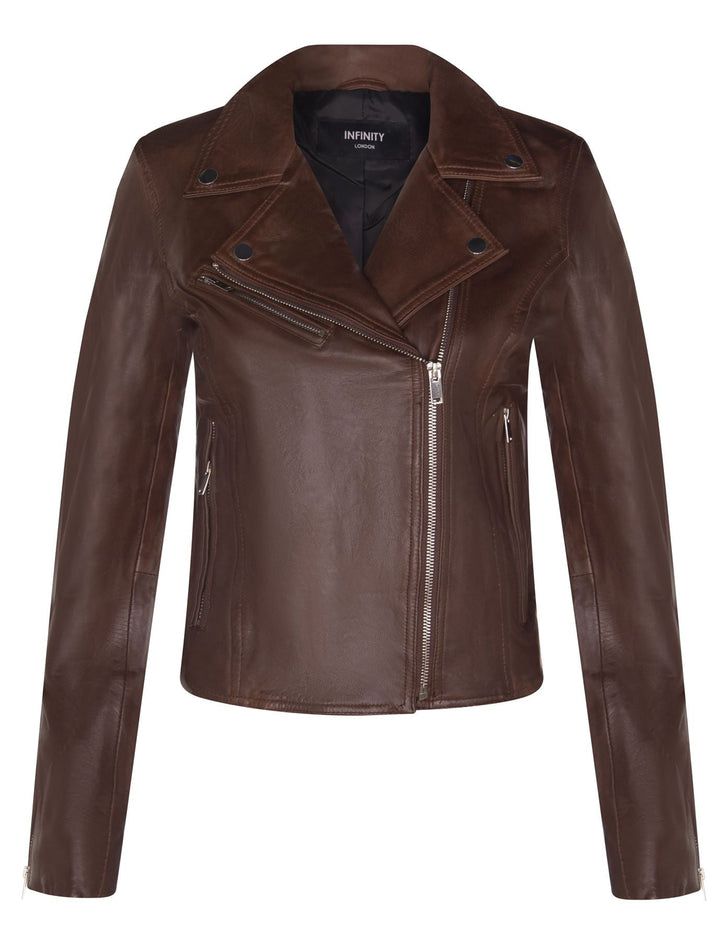 Klassische Brando Leder-Bikerjacke