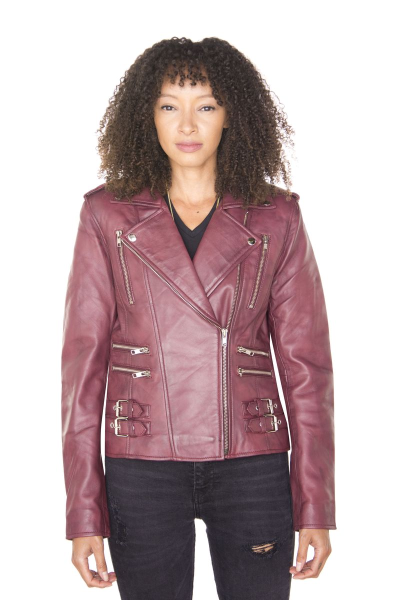 Vintage Leder Bikerjacke im Brando-Stil