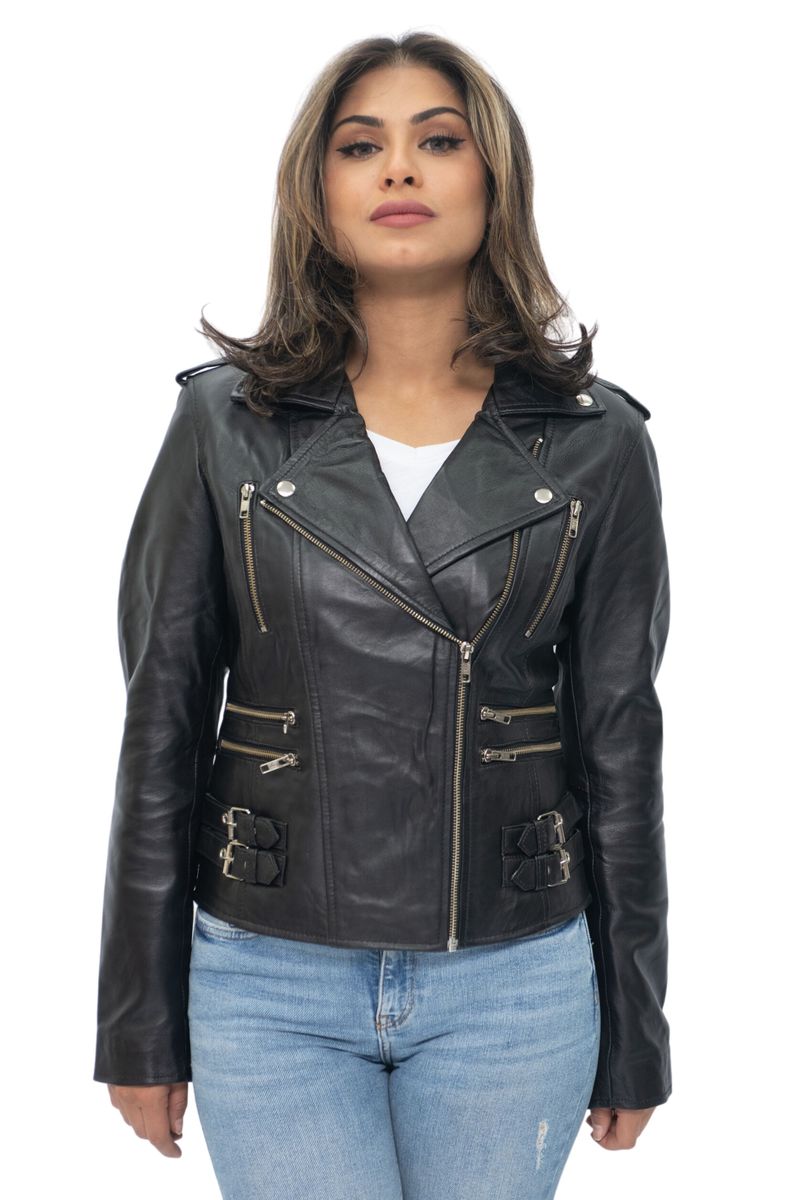 Vintage Leder Bikerjacke im Brando-Stil
