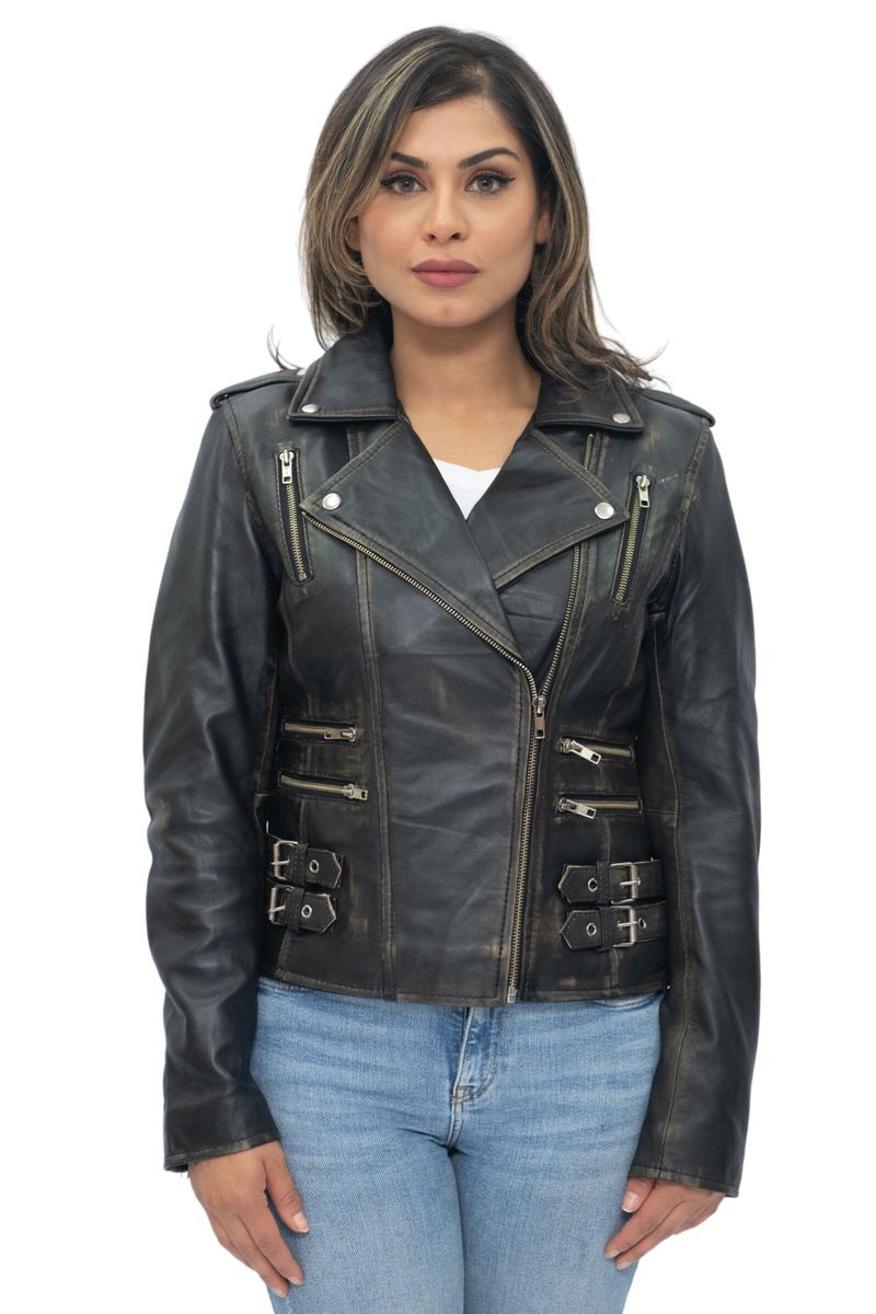 Vintage Leder Bikerjacke im Brando-Stil