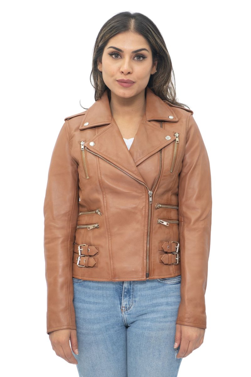 Vintage Leder Bikerjacke im Brando-Stil