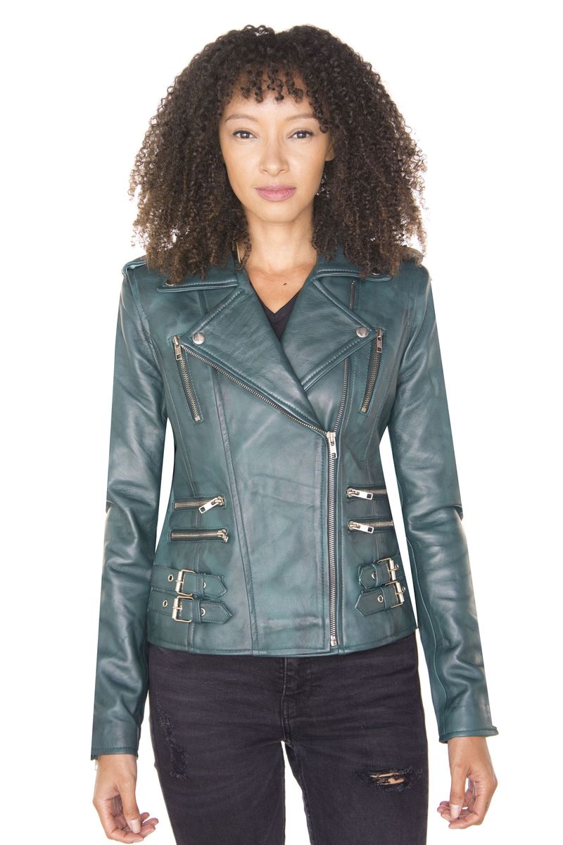 Vintage Leder Bikerjacke im Brando-Stil