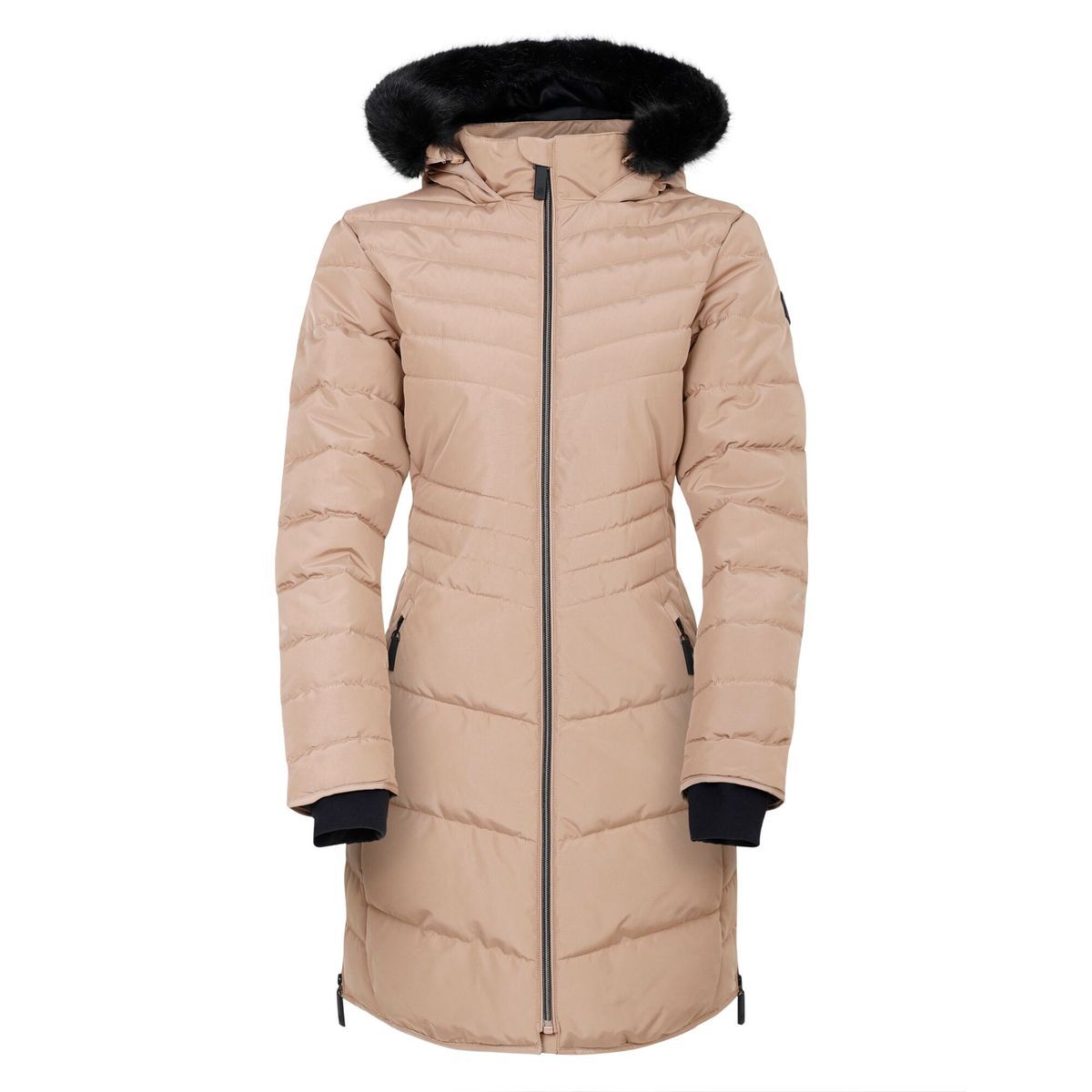 Wattierte Midi-Jacke mit Kapuze
