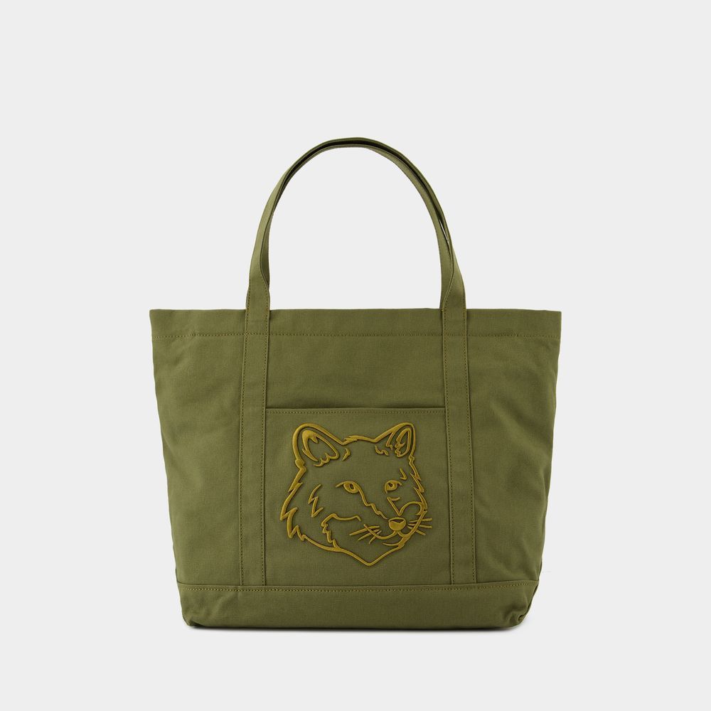 Großer Shopper mit Fuchskopf-Stickerei