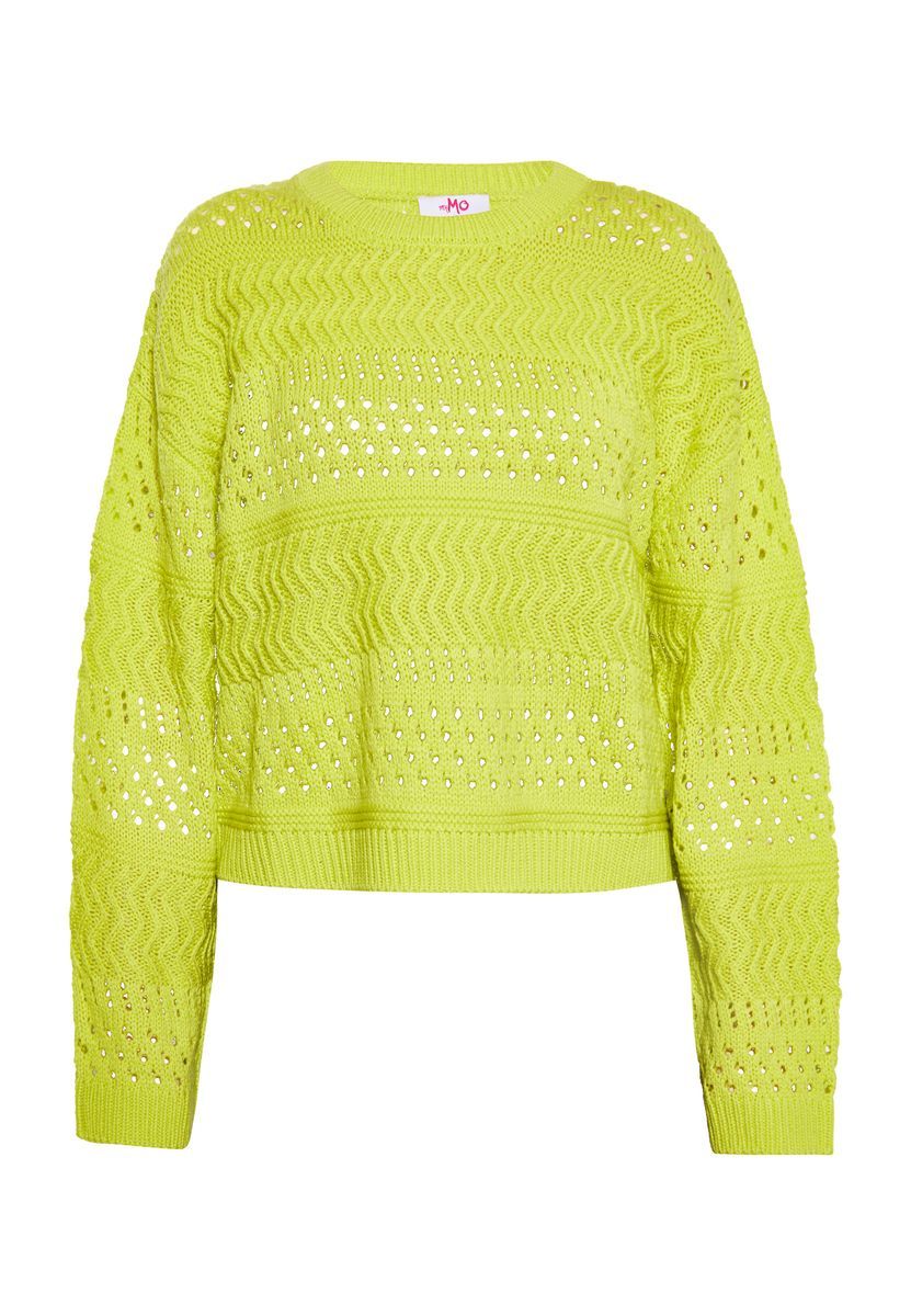 Strukturierter Grobstrickpullover im Lochmuster