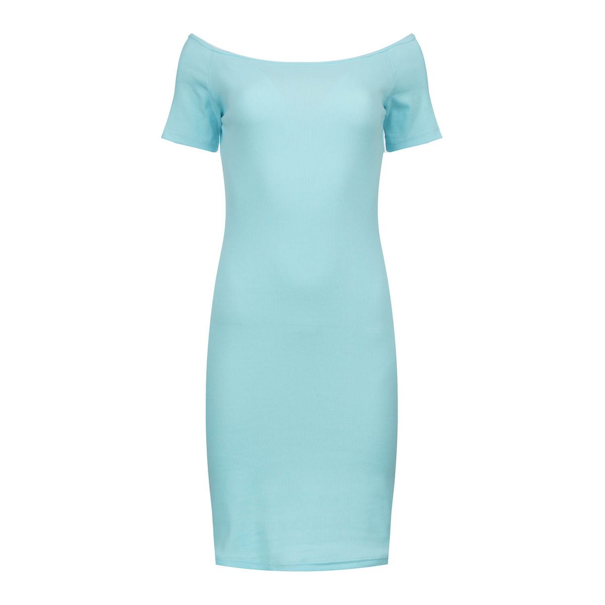 Schulterfreies Geripptes Minikleid