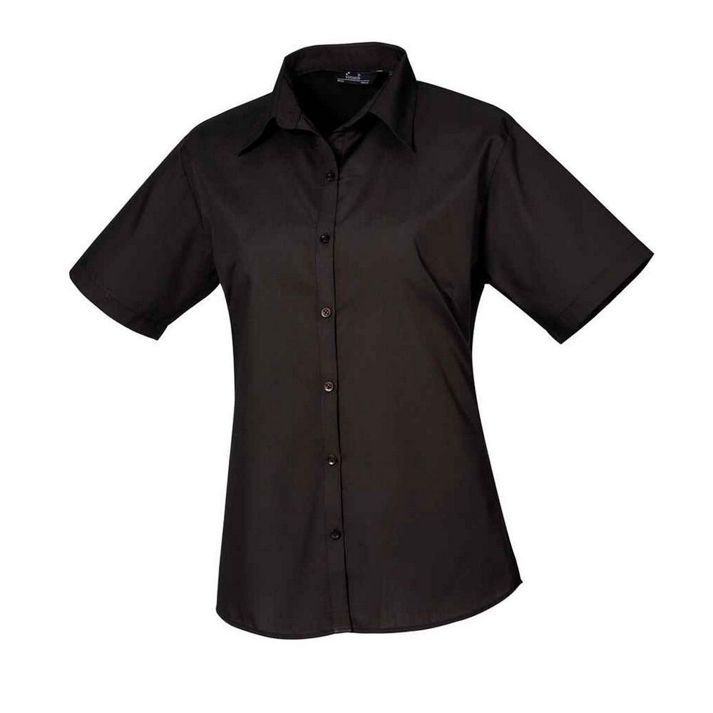 Kurzärmlige Popeline-Bluse mit Knopfleiste