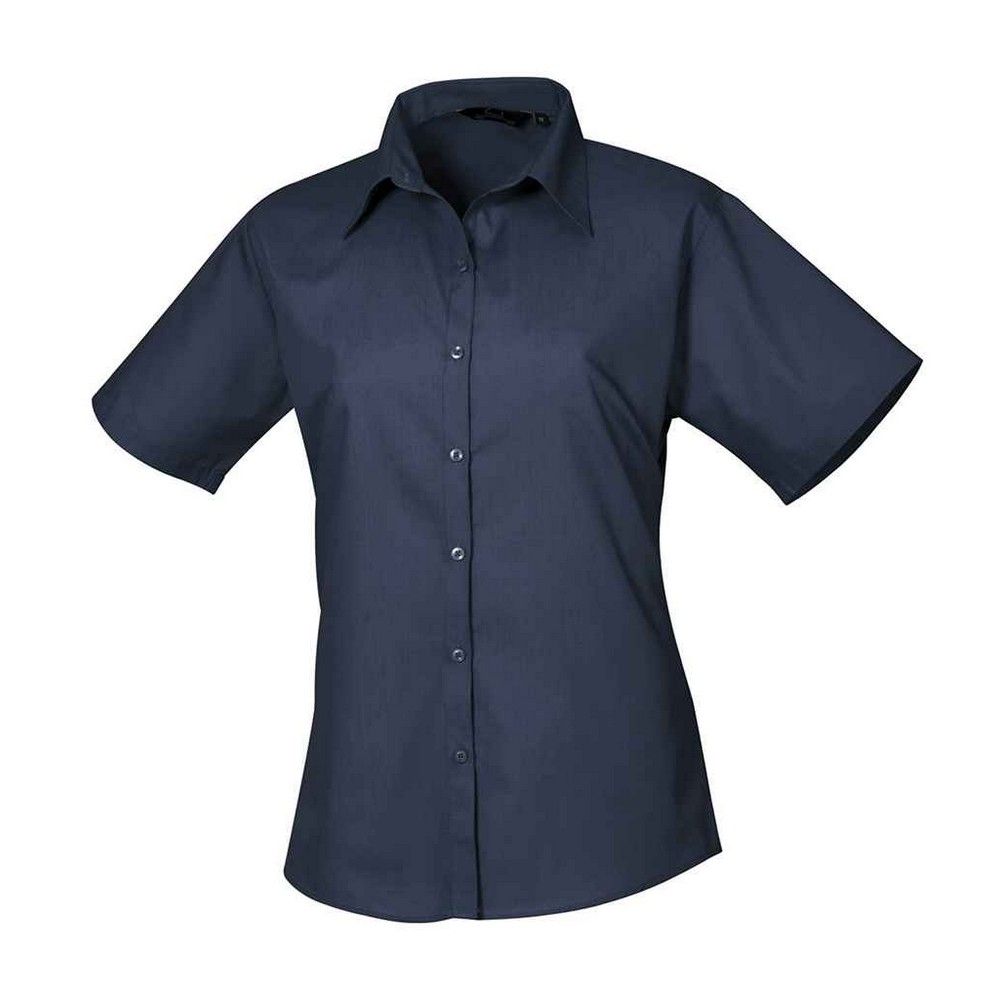 Kurzärmelige Popeline-Business-Bluse