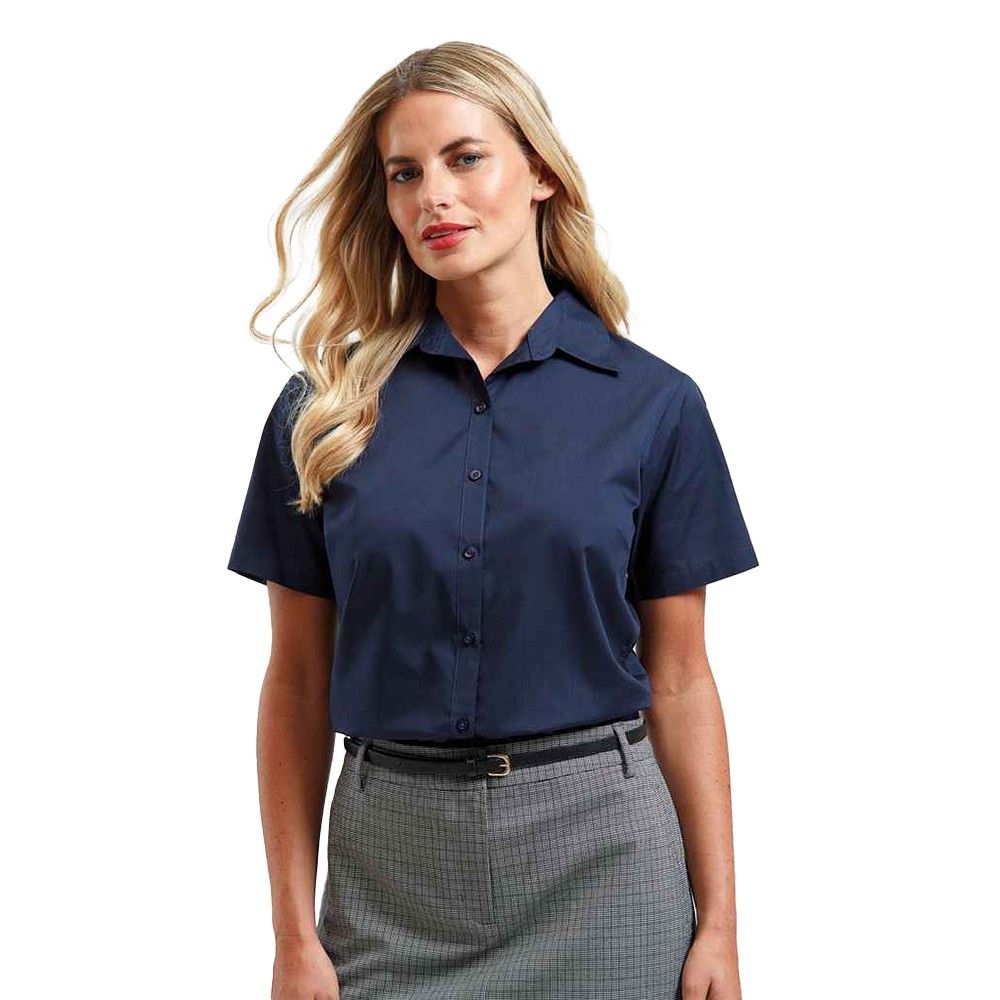Kurzärmelige Popeline-Business-Bluse