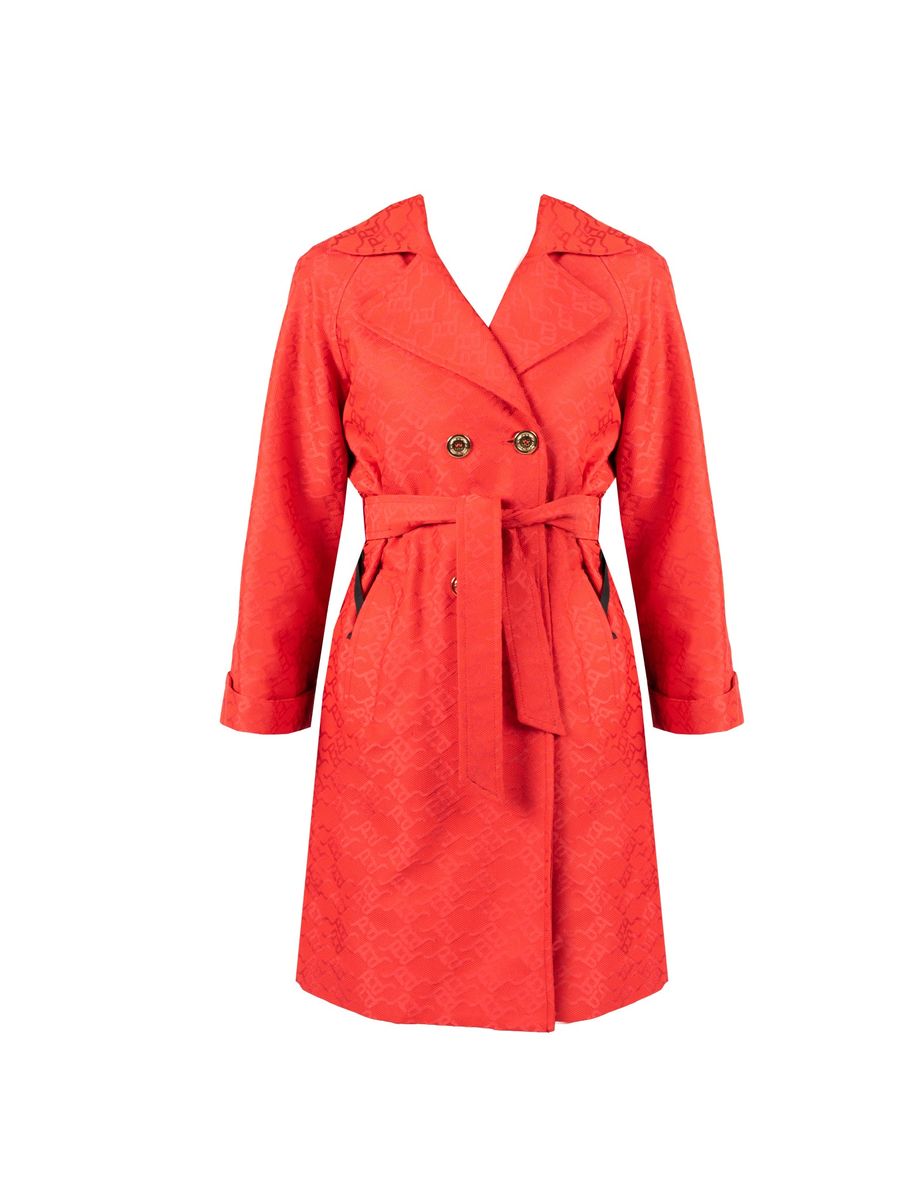 Doppelreihiger Trenchcoat mit Logomuster