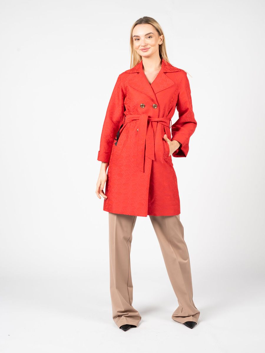 Doppelreihiger Trenchcoat mit Logomuster