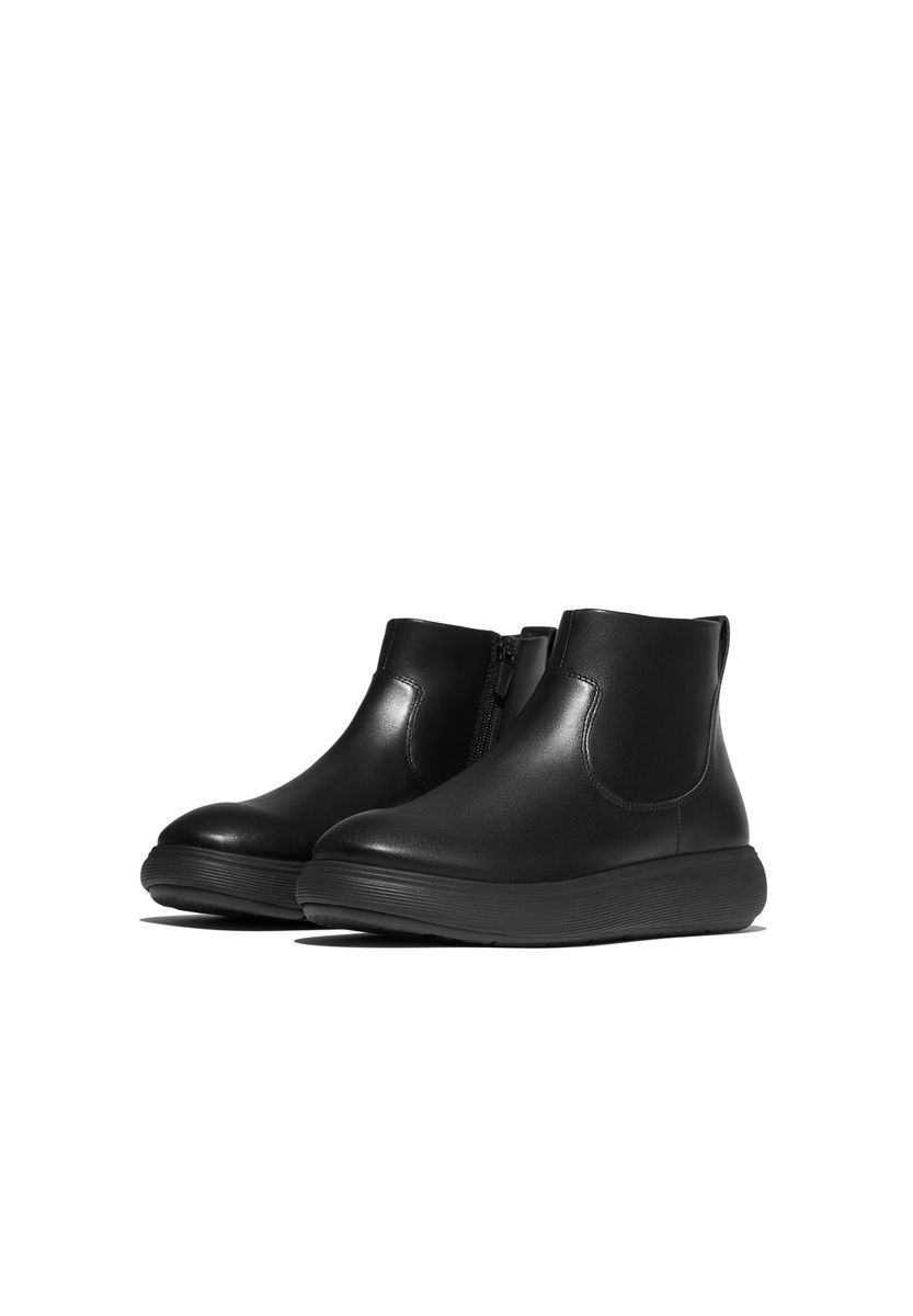 Minimalistische Leder-Plateaustiefeletten
