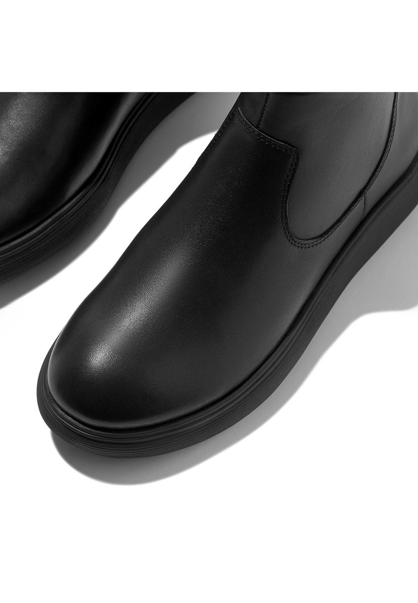 Minimalistische Leder-Plateaustiefeletten