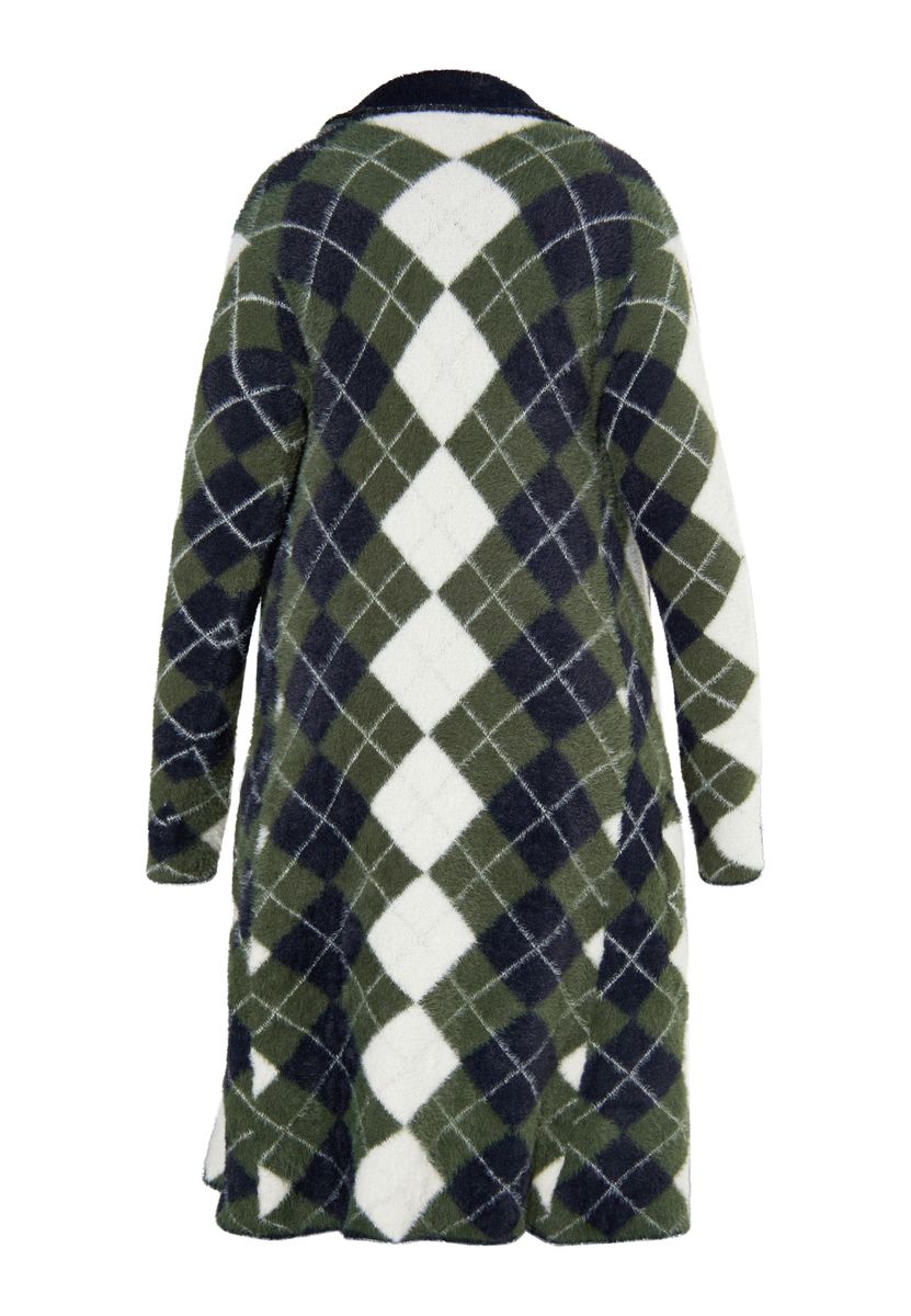 Lange Strickjacke mit Argyle-Muster