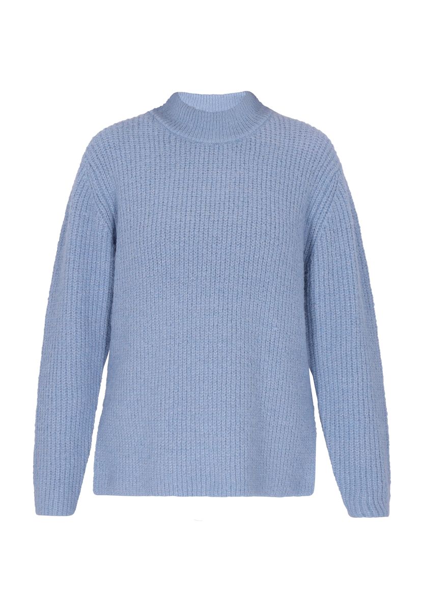 Rippstrick-Pullover mit Stehkragen