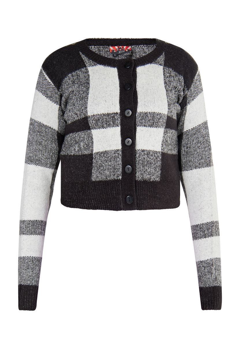 Klassische Kurzstrickjacke mit Karomuster