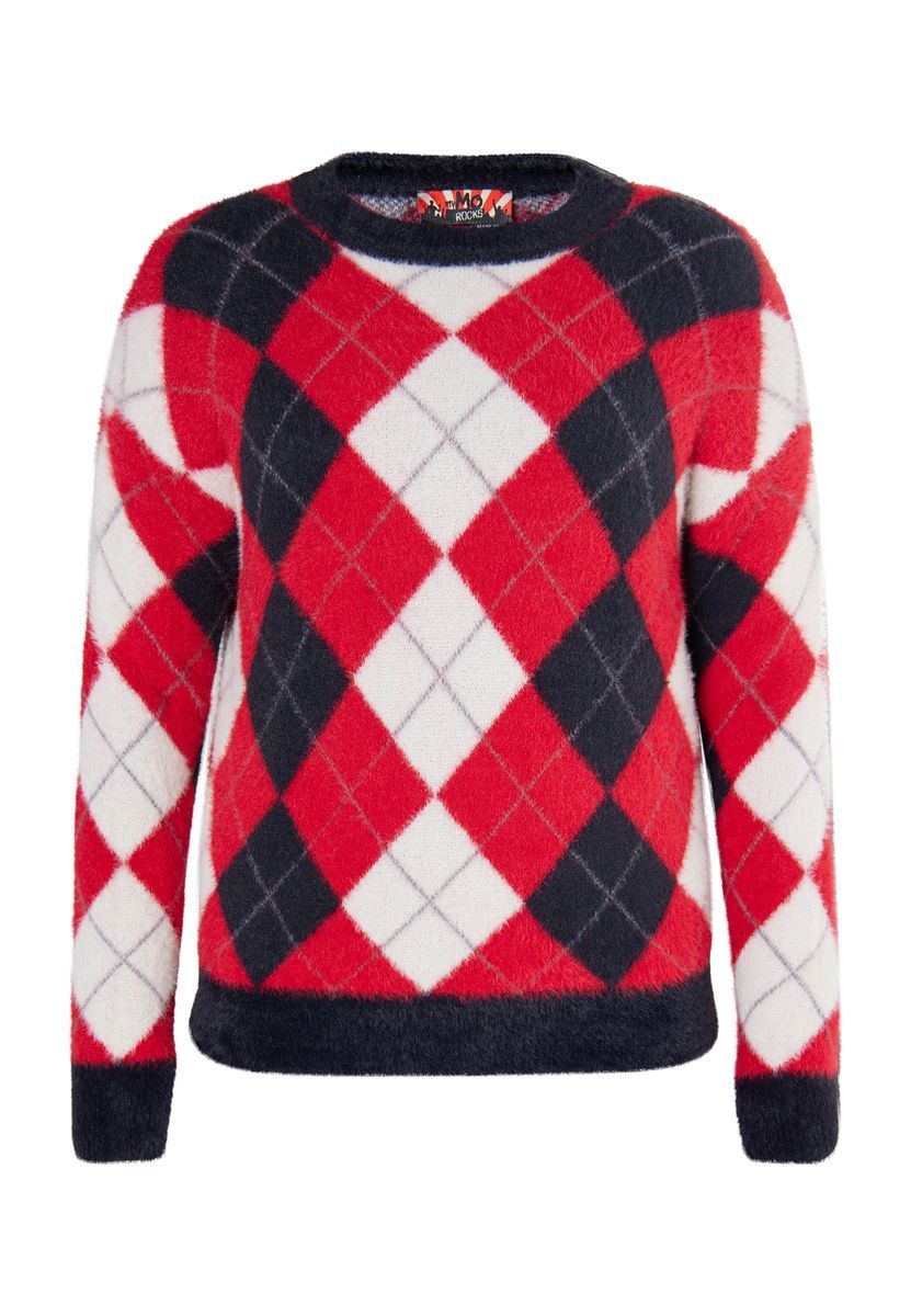 Klassischer Strickpullover mit Argyle-Muster