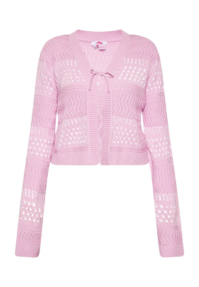 Offener Cardigan mit Wabenmuster