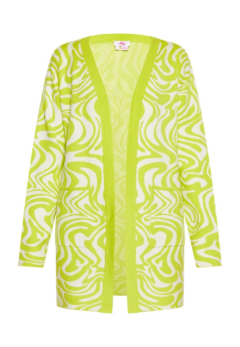 Langer Jacquard-Cardigan mit Wirbelmuster