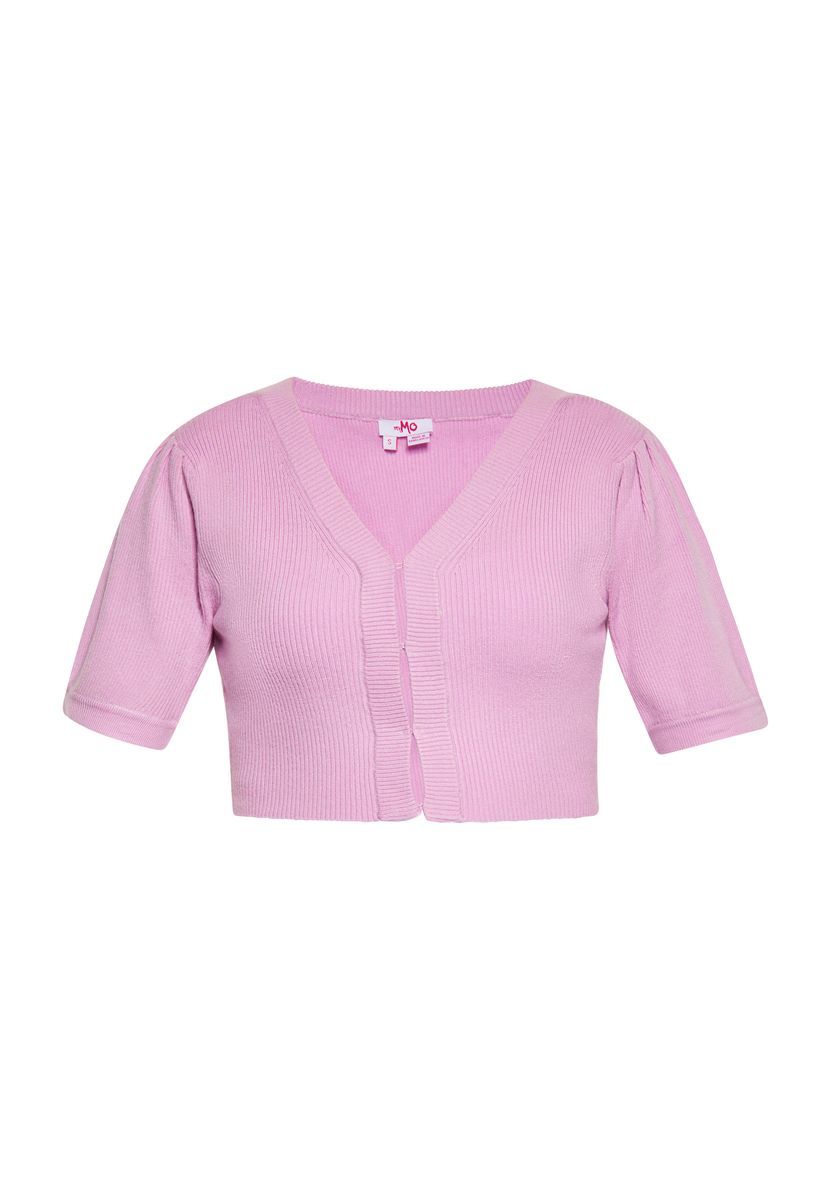 Kurze gerippte Strickjacke