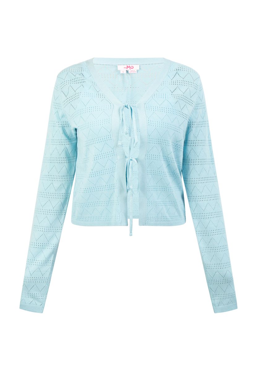Filigrane Strickjacke mit Bindebändern