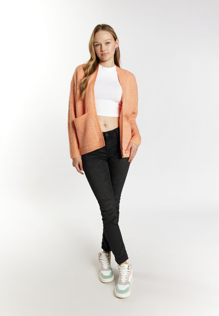 Grobstrick-Cardigan mit Rippenstruktur