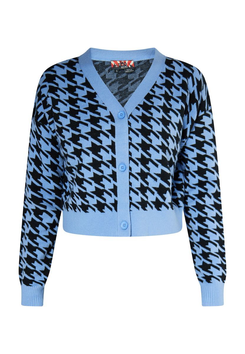 Kurzer Cardigan mit Hahnentritt-Jacquard