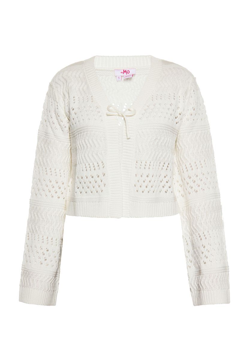 Zarte Kurze Strickjacke mit Bindeband