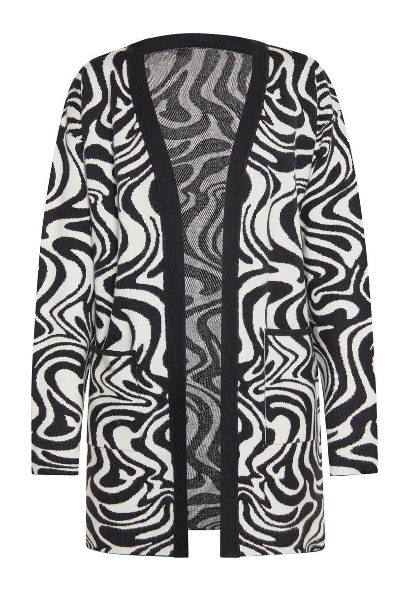 Langer Cardigan mit abstraktem Wellenmuster
