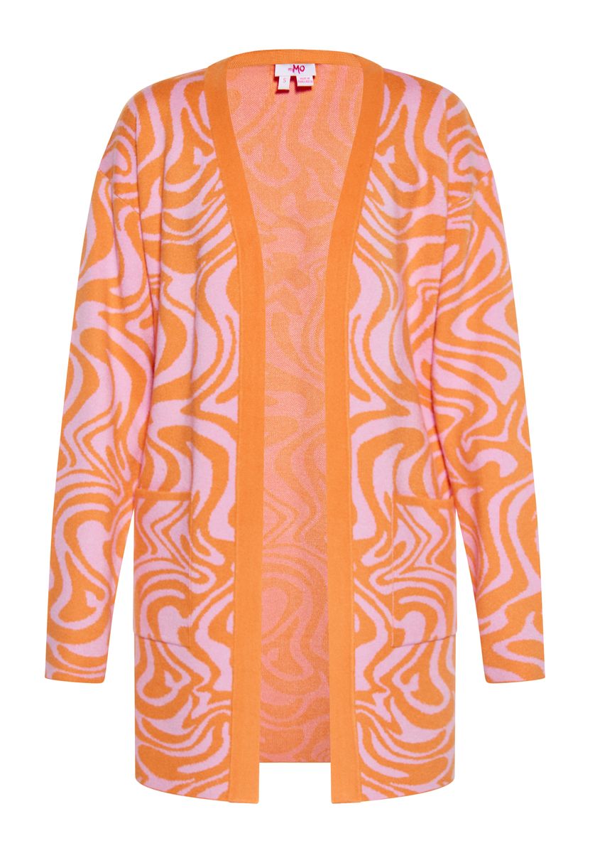 Flauschiger Crop-Cardigan mit Zebramuster