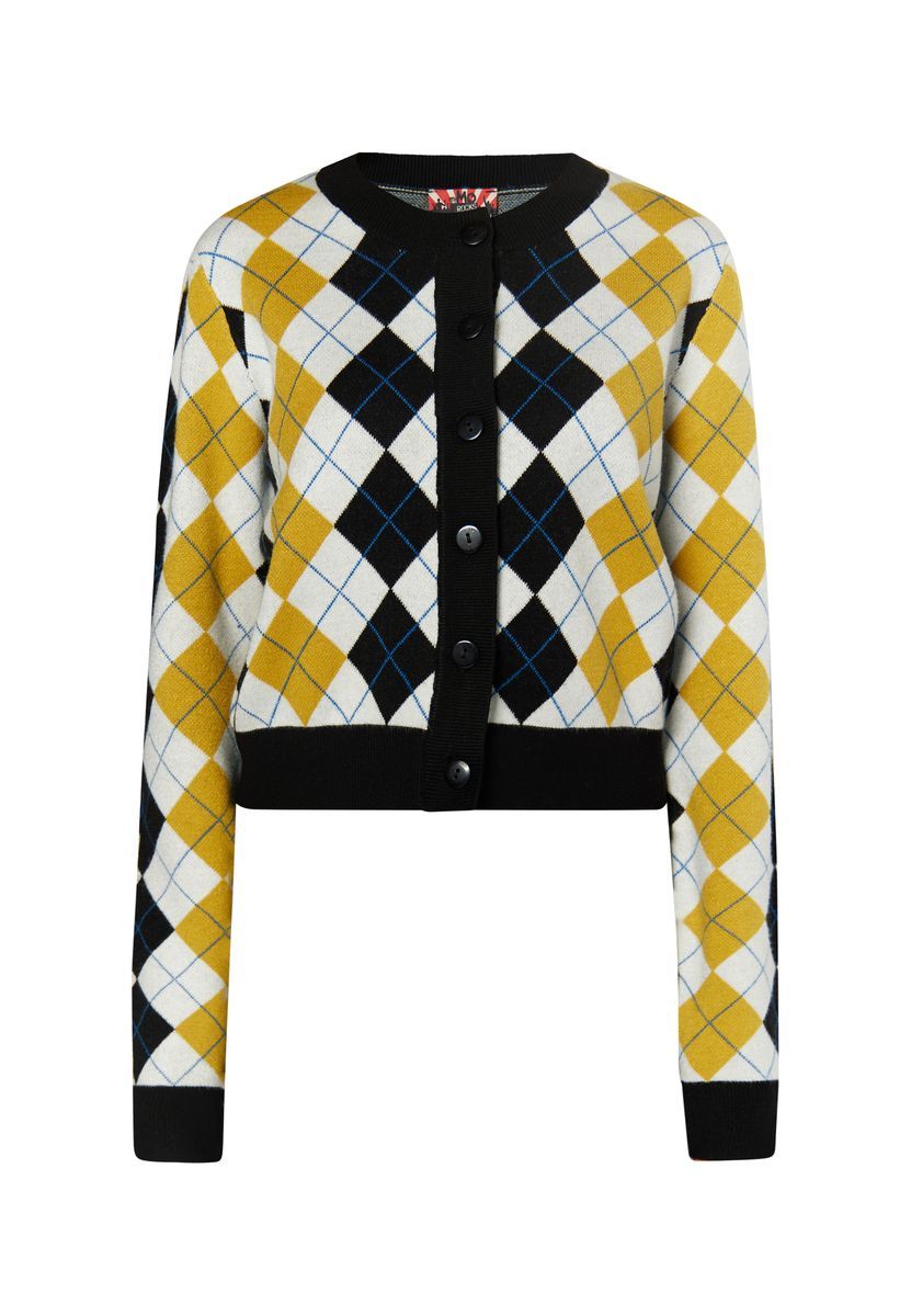 Kurze Strickjacke mit Argyle-Muster