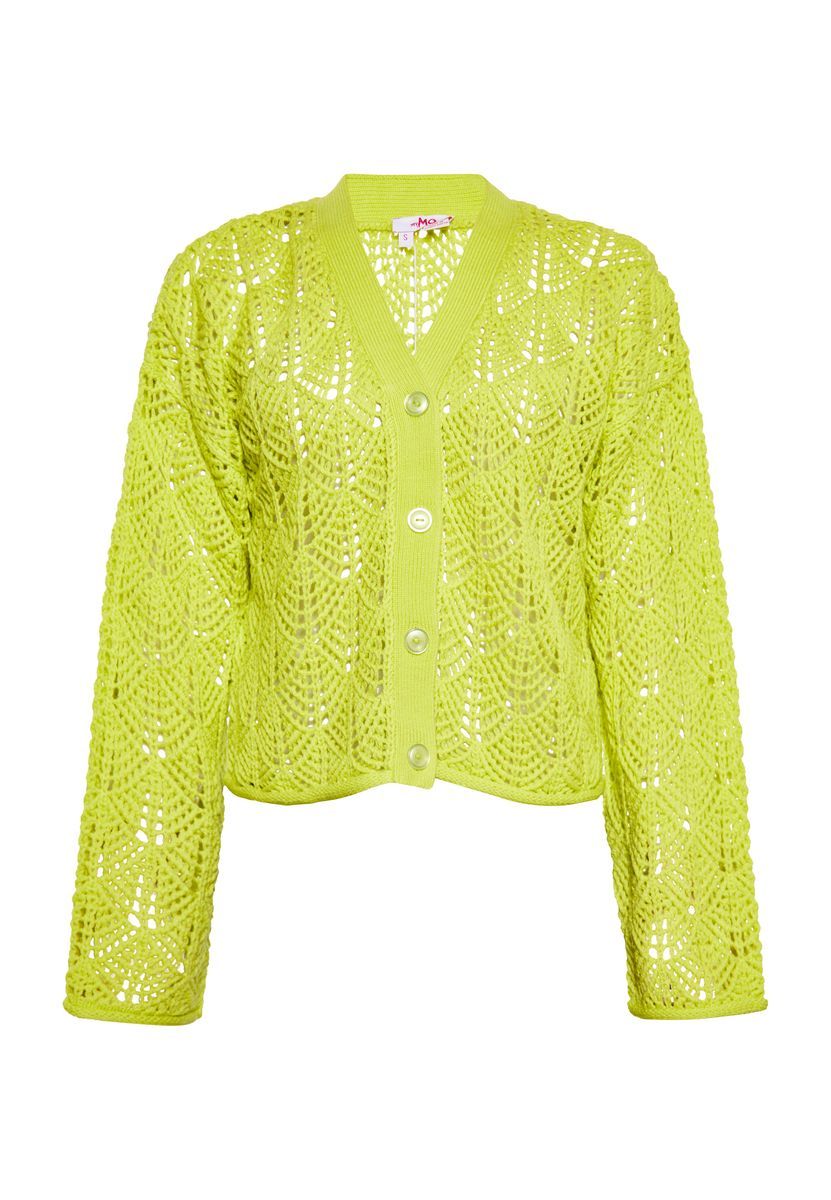 Verkürzte Strickjacke mit Lochmuster