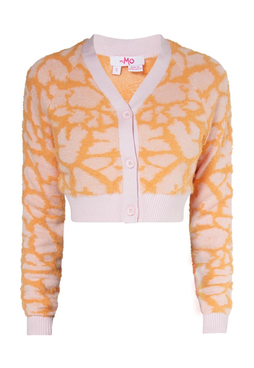 Kurzer Jacquard-Cardigan mit Giraffenmuster