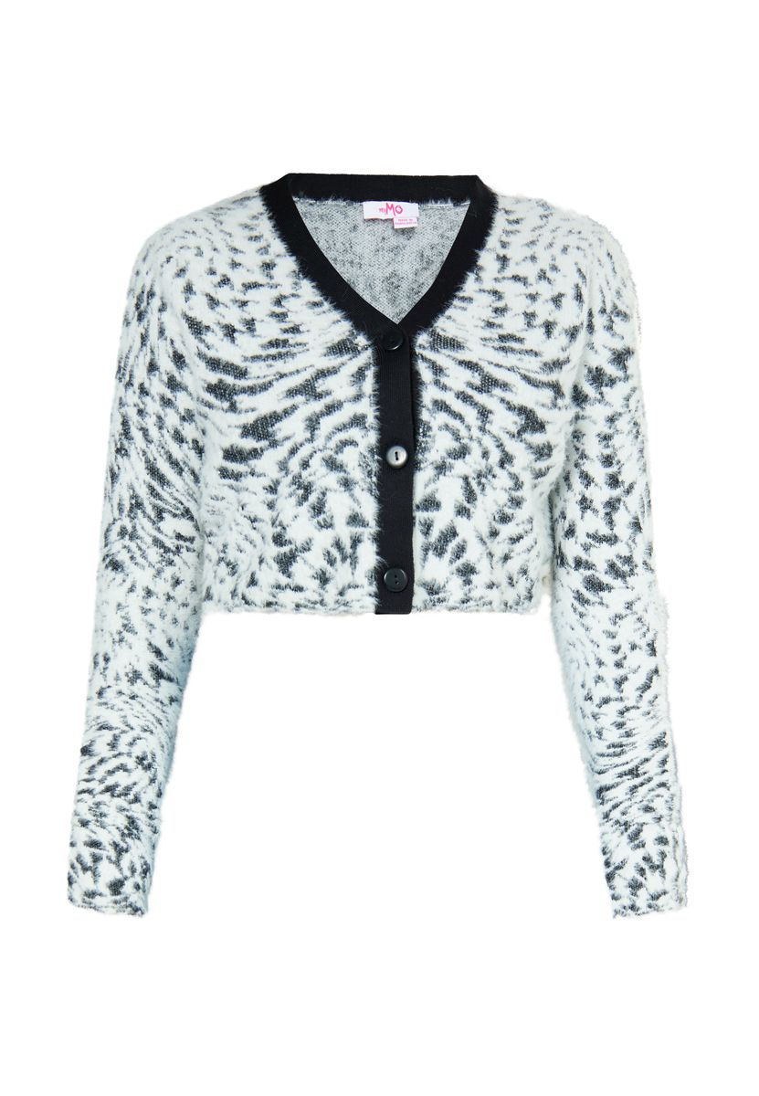 Kurzer Cardigan mit flauschigem Zebramuster