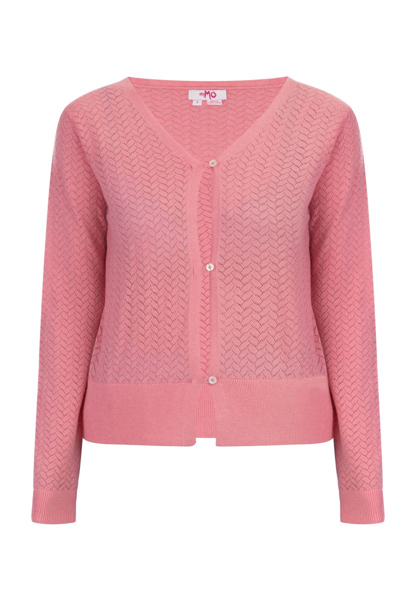 Strickjacke mit Lochmuster und V-Ausschnitt