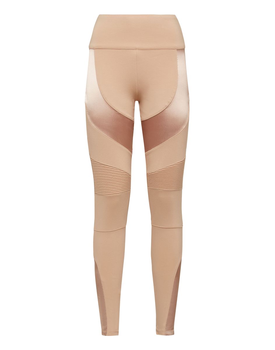 High-Waist Biker-Leggings mit Satineinsätzen