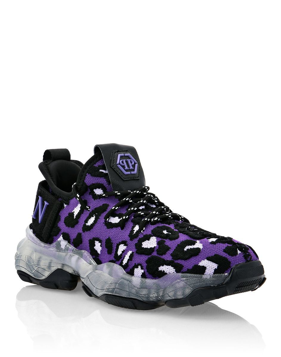 Leopard-Print Strick-Runner Sneaker