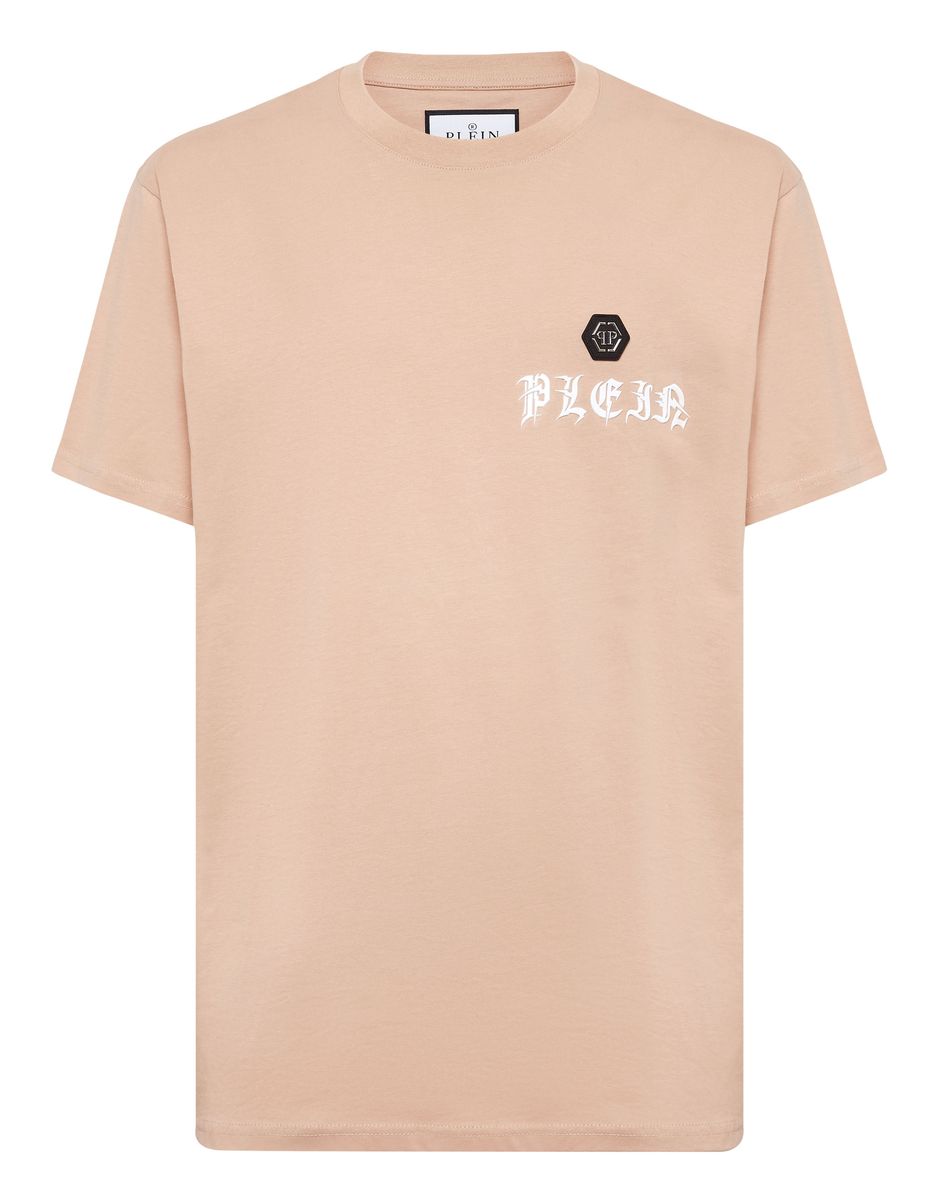 T-Shirt mit bejeweltem Gothic-Logo