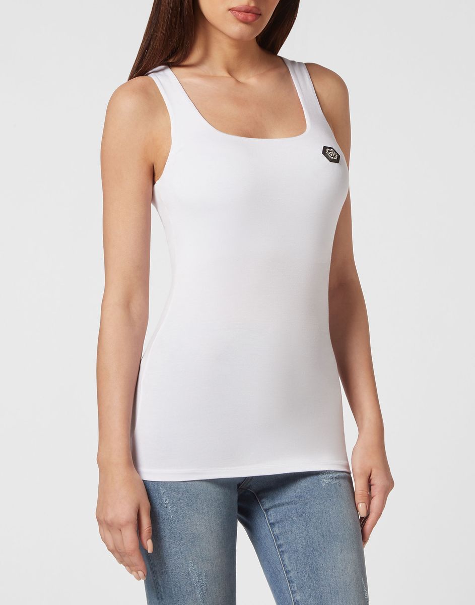 Schlichtes Modal-Baumwoll-Tanktop mit Logo